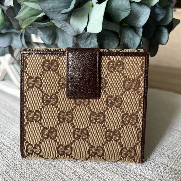 Vintage Gucci Monogram Wallet Beige and Brown with Gold hardware GUC - Picture 2 of 12